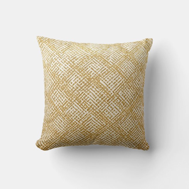 Almofada Modern, Luxury, Golden Grid Pattern (Frente)