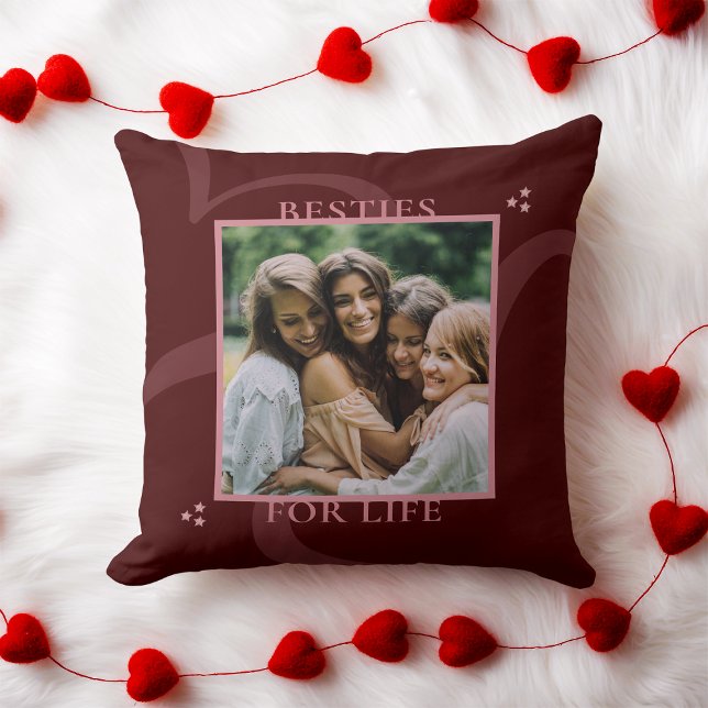 Almofada Modern Minimal Maroon Chic Typography Galentine's (Criador carregado)