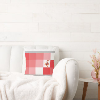 Almofada Modern Mosaic: Crimson & Blush Geometric Polyester