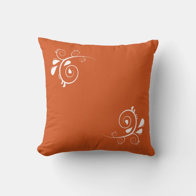 Almofada Modern Orange & White Square Pillow | Customizable (Frente)