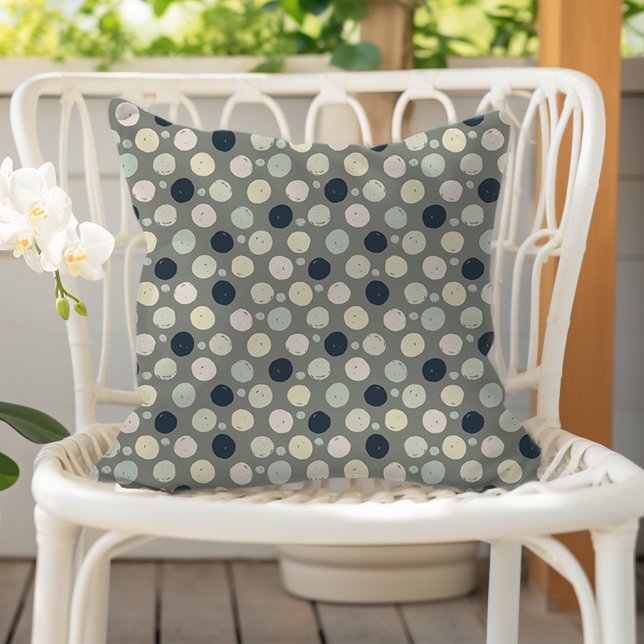 Almofada Modern Paint Dots Sage Green Navy Blue Pastel (Criador carregado)