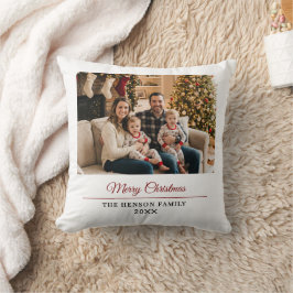 Almofada Modern Personalized Family Photo Merry Christmas