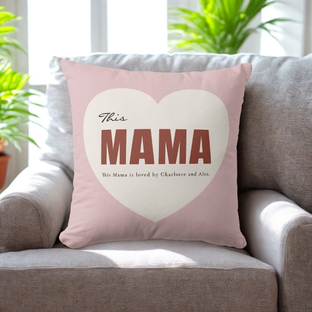 Almofada Modern Personalized Mama Heart Throw Pillow (Criador carregado)