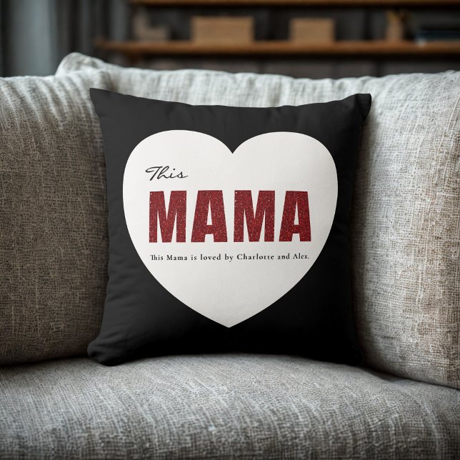 Almofada Modern Personalized Mama Heart Throw Pillow (Criador carregado)