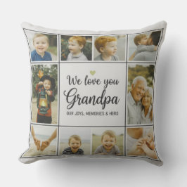 Almofada Modern Photo Grandpa Script Heart Throw Pillow
