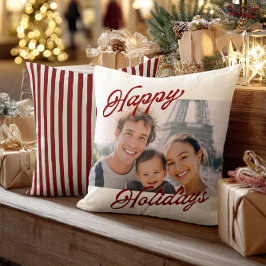 Almofada Modern Photo Happy Holidays Family Keepsake