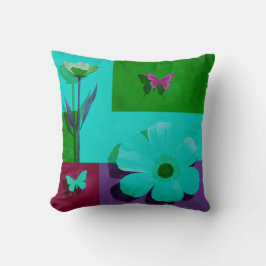 Almofada Modern Pink Floral Garden Throw Pillow