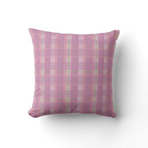 Modern Pink Plaid Throw Pillow