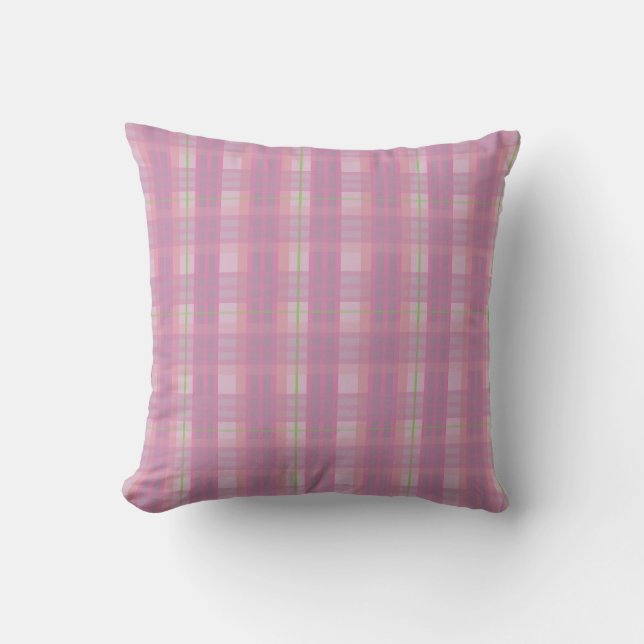 Almofada Modern Pink Plaid Throw Pillow (Frente)