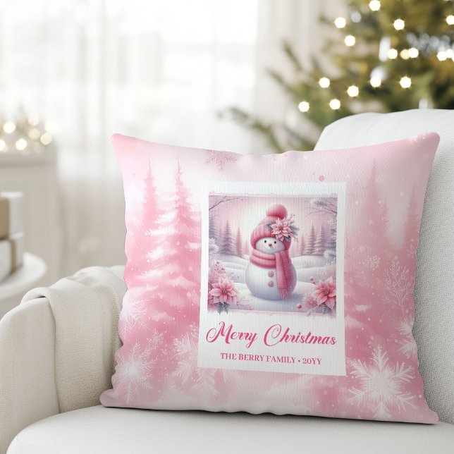 Almofada Modern Pinkmas Cozy Winter Forest Kids Gift Holida (Modern Pinkmas Cozy Winter Forest Kids Gift Holiday Christmas Pillow)