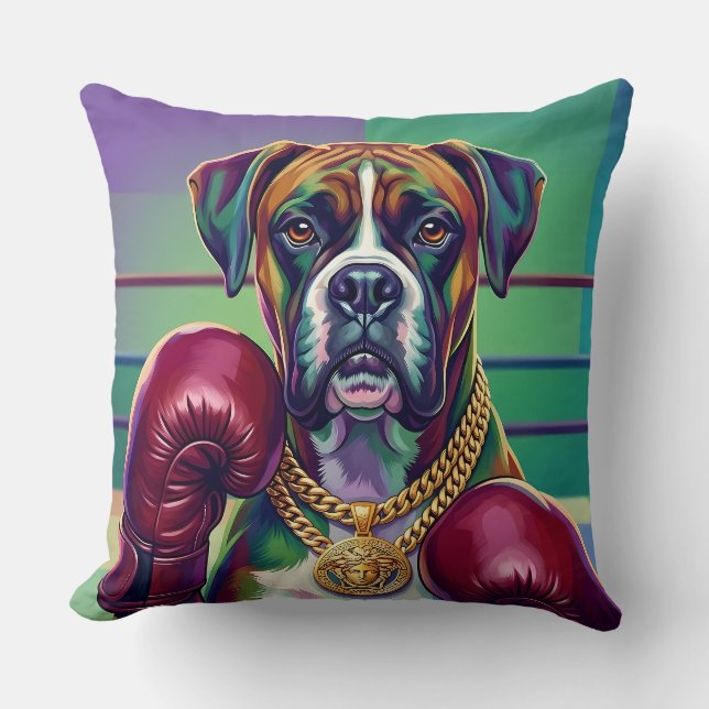 Almofada Modern Pop Art Boxer Dog Boxing Athlete 360° (Frente)