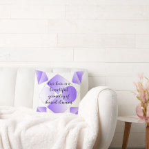 Modern Purple Geometric Love Quote Throw Pillow |