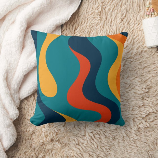 Almofada Modern Retro Wavy Abstract Pattern  (Cobertor)