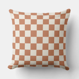 Almofada Modern Rust Orange & Cream Gingham