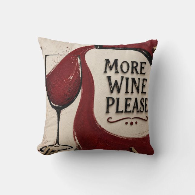Almofada Modern Rustic Wine Lover More Wine Please (Frente)