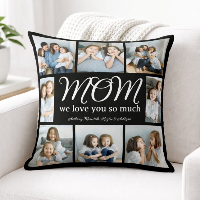 Almofada Modern Script Mom We Love You Photo Collage XO  (Criador carregado)