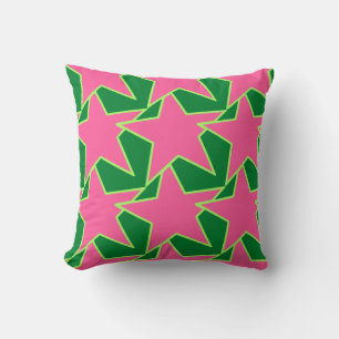 Almofada Modern Star Geometric - Melancia rosa e verde