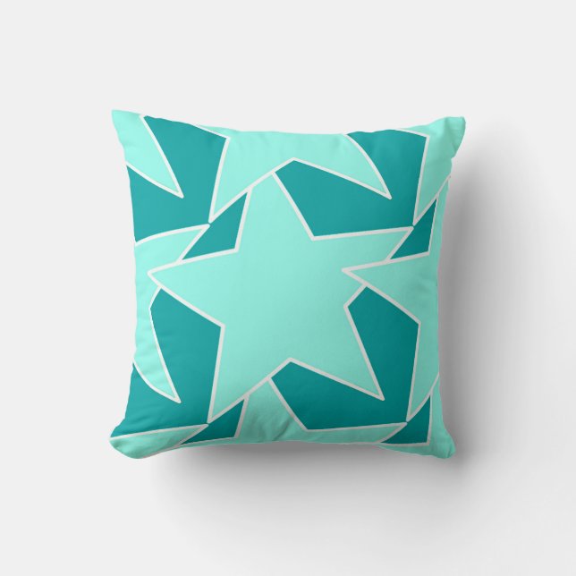 Almofada Modern Star Geométrico - Aqua e turquesa (Frente)
