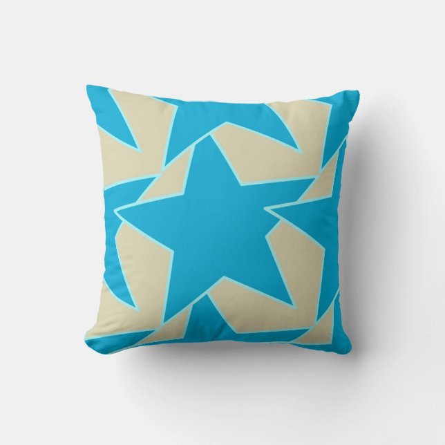 Almofada Modern Star Geométrico - azul-ceruliano e bronzead (Frente)