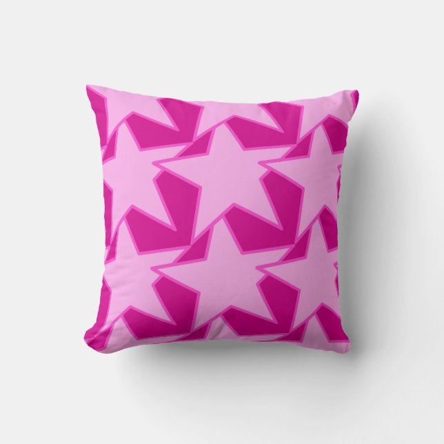 Almofada Modern Star Geométrico - rosa pálido e fúcsia (Frente)