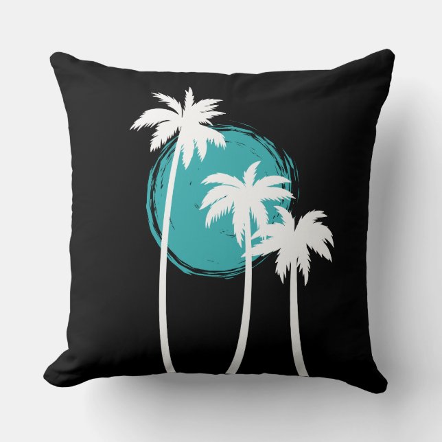 Almofada Modern Summer Vibes Palm Tree Sky Azul (Frente)