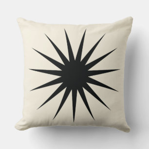 Almofada Modern Sunburst Throw Pillow in Black