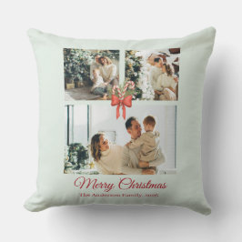 Almofada Modern Three-Photo Holiday Family Collage