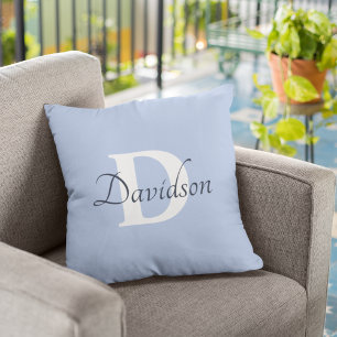 Almofada Modern Trendy Blue Monograma Decor inicial