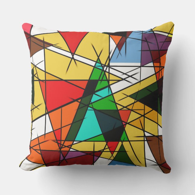 Almofada Modern Triangle Colorful Geometric  (Frente)