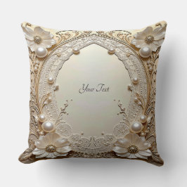 Almofada Modern White Flowers Pearls Throw Pillow