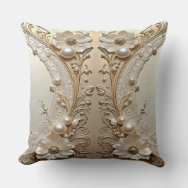 Almofada Modern White Flowers Pearls Throw Pillow