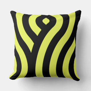Almofada Modern Yellow & Black Wave Pattern
