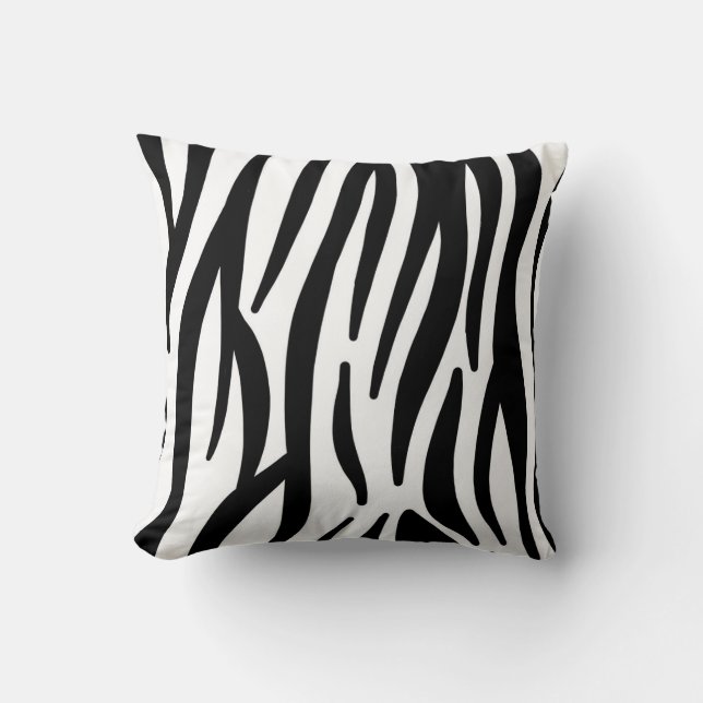 Almofada Modern Zebra Print Cotton Throw Pillow - Natural F (Frente)