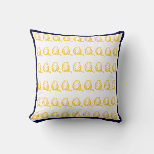 almofada moderna de GATOS amarelo mostarda e branc