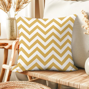 Almofada Moderna de Lançamento com Chevron Dourado