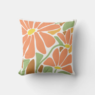 Almofada Moderna de Lançamento Floral Laranja | Bo
