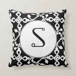 Almofada Moderna Deco Monograma Preto e Branco
