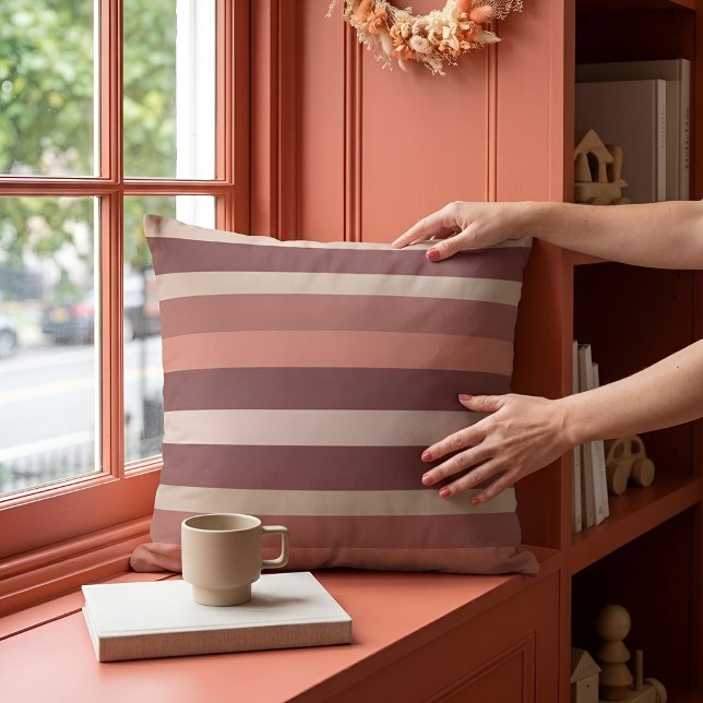 Almofada Moderna Linear | Rosa Antiga & Cobre (Criador carregado)