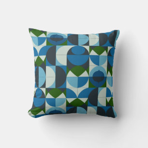 Almofada Moderno Abstrato Geométrico Azul e Verde