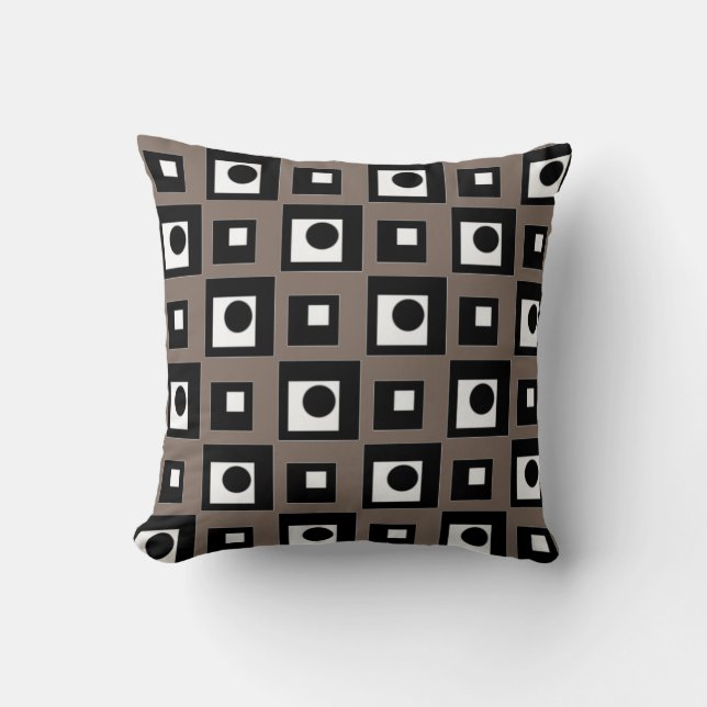 Almofada Moderno Abstrato Preto Bege & Branco Lucky (Frente)