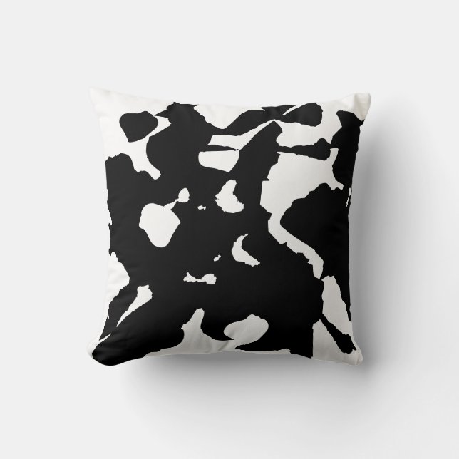 Almofada Moderno Abstrato preto e branco (Frente)
