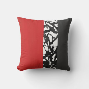 Almofada Moderno abstrato preto e branco cinzento vermelho