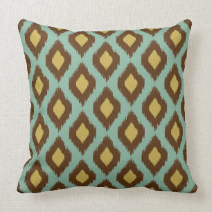 Almofada Moderno amarelo azul do ikat tribal moderno