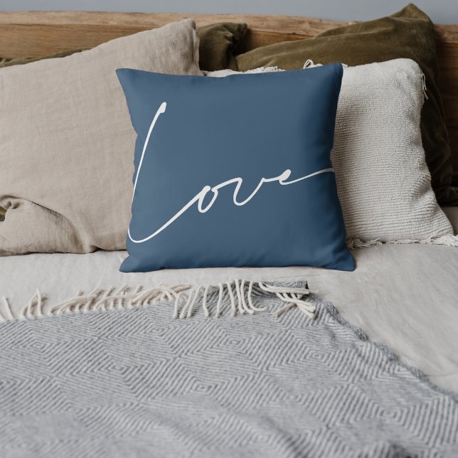 Almofada Moderno Amor Elegante Tipografia Cósmica Azul Mari (Criador carregado)
