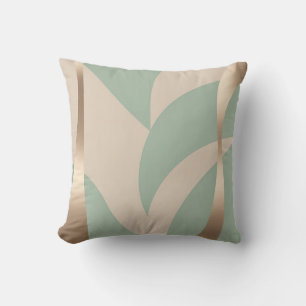 Almofada Moderno Bege Elegante & Acento Dourado Verde Suave