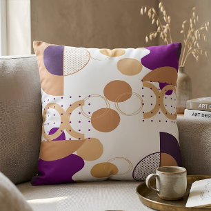 Almofada Moderno Boho Abstrato Geométrico Roxo e Ocre