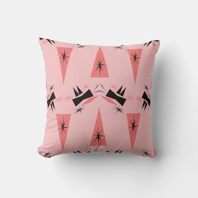 Almofada Moderno do século médio: Padrão Coral Rosa. (Frente)