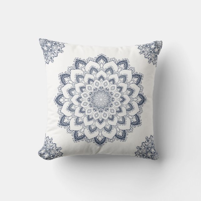Almofada Moderno Elegante White Boho Mandala (Frente)