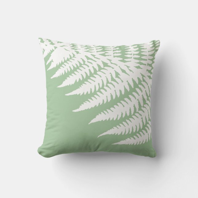 Almofada Moderno Elegante White Fern Light Sage Verde (Frente)