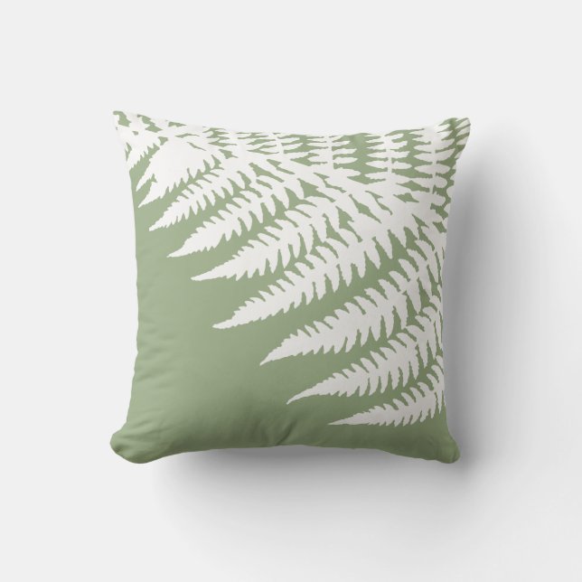 Almofada Moderno Elegante White Fern Sage Verde (Frente)